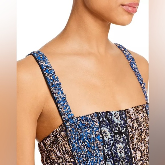 Free People Come Together Smocked Midi Dress in Black Combo - Size S - Picture 6 of 7